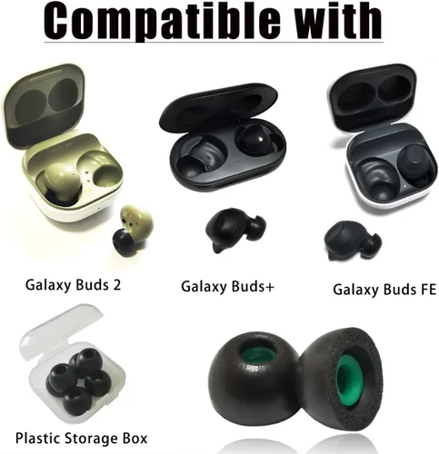Vista 6 de Puntas de espuma viscoelástica para Galaxy Buds FE/Galaxy Buds+ / Galaxy Buds 2 – Puntas de repuesto, aislamiento de ruido, ajuste cómodo, 3 pares