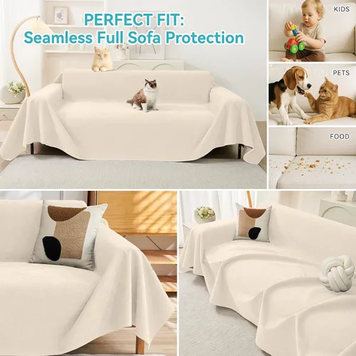 Vista 5 de Warmstar Protector de sofá contra las garras de los gatos, funda impermeable antideslizante para sofá de 3 cojines, funda para sofá de 3 cojines