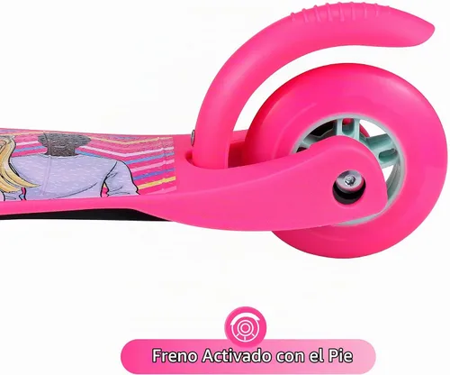 Vista 6 de Patinete para niños, auto equilibrio de 3 ruedas, ruedas LED iluminadas Barbie