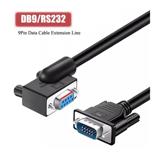 Vista 2 de Left Angle DB9 Serial Cable RS232 Male to Female Extension Wire 9 Pin(FF-D,0.5M)