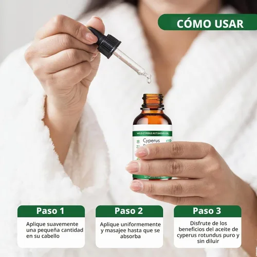 Vista 3 de Aceite Wild Cyperus Rotundus, 100% orgánico, 2.02 fl oz, para depilación, piel suave
