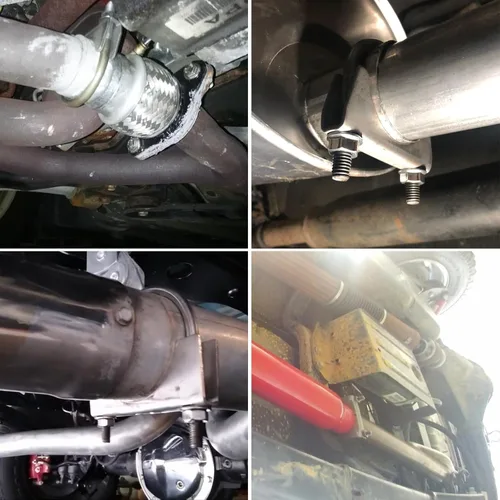 Vista 6 de Abrazadera universal de escape de uso rudo con perno en U de 1 pulgada, abrazaderas de muflera en U de acero inoxidable, paquete de 2