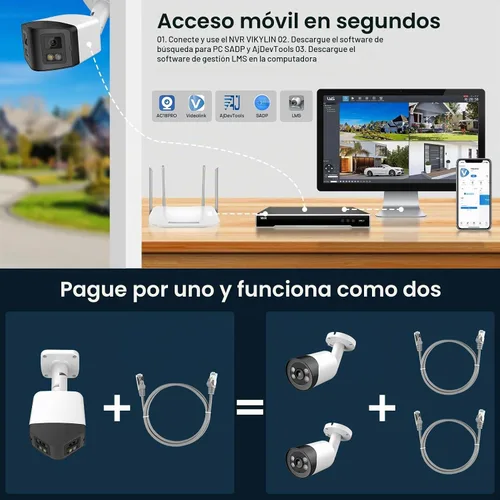Vista 7 de PANOEAGLE Cámara de seguridad IP PoE de doble lente de 4 MP para exteriores con gran angular panorámico de 180°, visión nocturna a