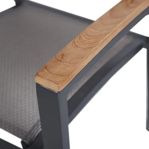 Vista 7 de LUCKYERMORE Juego de 2 sillas de comedor de metal para patio con brazos al aire libre, aleación de aluminio resistente y asiento de malla cómodo 2