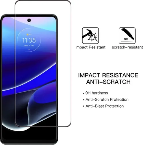Vista 5 de Protector de pantalla de cobertura completa para Moto G Stylus 5G 2022, [2 piezas], protector de pantalla de vidrio templado de seda negra dureza 9H