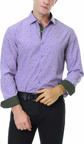 Vista 2 de Damipow Camisa de manga larga para hombre, casual, con botones, para hombre
