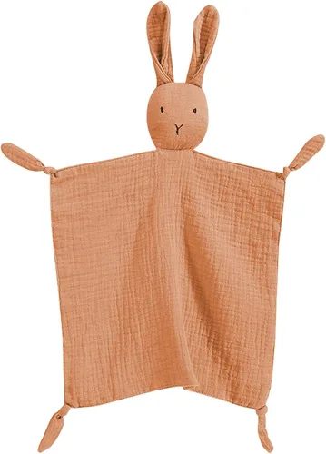 Vista 11 de Manta de muselina de algodón orgánico adorable, manta de seguridad de muselina de algodón orgánico con forma de conejito suave y transpirable