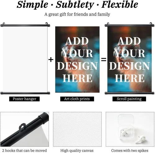 Vista 4 de QXYIYBU Póster colgante personalizado, diseño personalizado de tu propia foto, logotipo, texto, arte de pared, marco de madera ajustable, póster