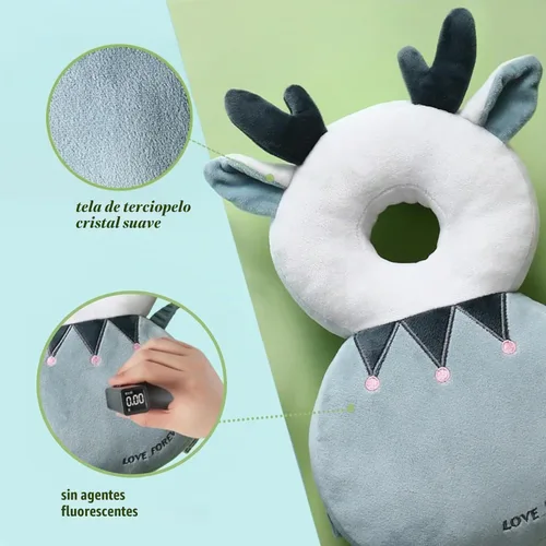 Vista 5 de Mochila protectora de cabeza de bebé, mochila de protección para la cabeza del bebé con rodilleras para bebé, función de alarma para caminar y Corgi