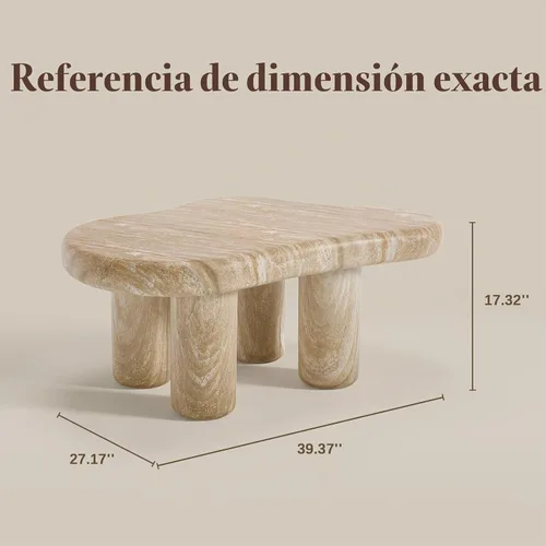 Vista 2 de Mesa de centro moderna de mármol sintético de 39 pulgadas, mesa de sala de Ónix miel