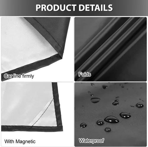 Vista 4 de X AUTOHAUX 210T Cubierta Magnética para Parabrisas de Nieve de Auto, Protección contra Escarcha y Hielo, Parasol Impermeable, Protector