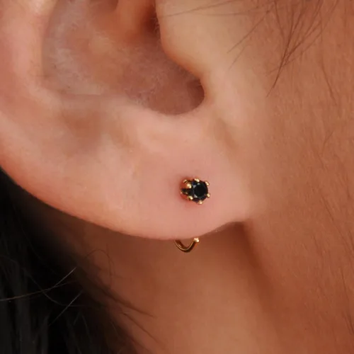 Vista 6 de Aretes de plata de ley para mujeres y niñas, hipoalergénicos para cartílago