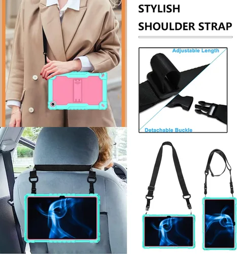 Vista 2 de Para Onn 10.4 Tablet Pro 2023 Modelo: 100110603 Funda protectora híbrida de alta resistencia con correa para el hombro para Walmart Onn 10.4 Tablet