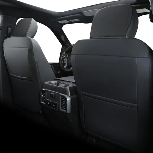 Vista 3 de Covertopia Fundas de asiento de piel sintética F150, ajuste personalizado para Ford F150 SuperCrew 2015-2024 2025 y 2017-2024 2025 F250 F350 F450