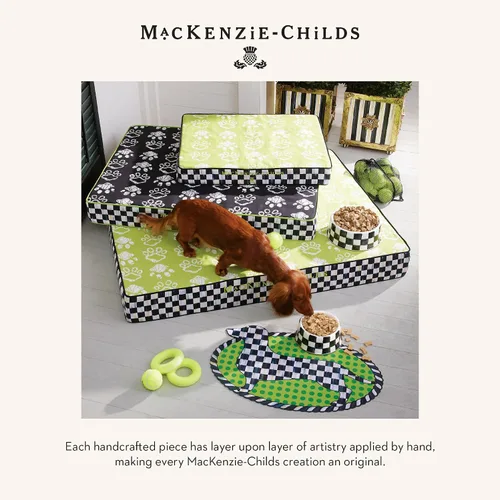 Vista 6 de MACKENZIE-CHILDS Cuenco para mascotas, lindo cuenco para gatos y perros para comida y agua, a cuadros cortesanos en blanco y negro, pequeño