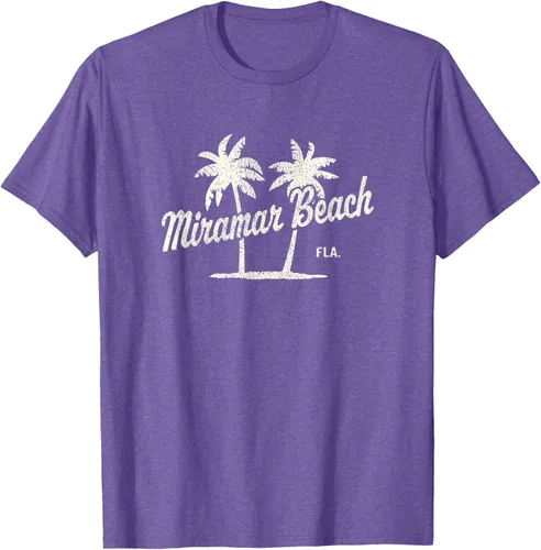 Vista 9 de Miramar Beach Florida Vintage 70s Palm Trees - Camiseta gráfica, Azul / Patchwork, S