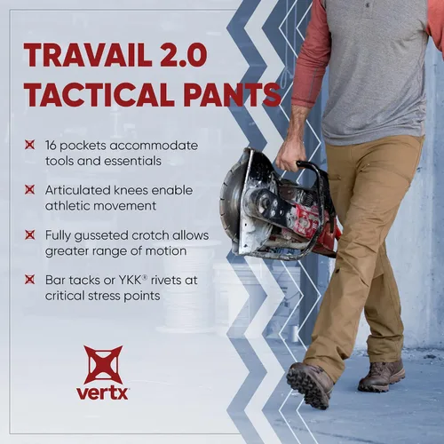 Vista 4 de Vertx Men's Travail 2.0 Tactical Work Pants Utility with Pockets Lightweight Canvas