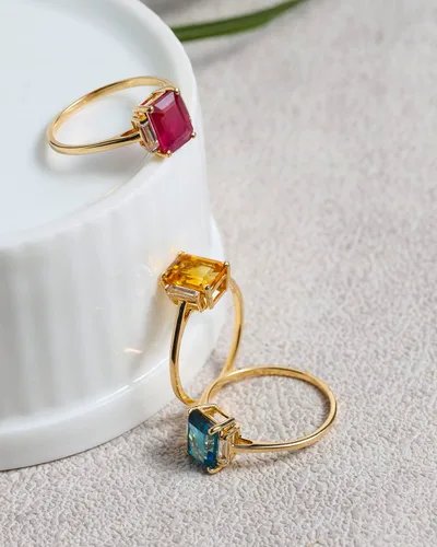 Vista 5 de YoTreasure Anillo de topacio blanco de 1.91 quilates, topacio azul de Londres, joyería de oro amarillo de 14 quilates, Metal Metal Piedra preciosa