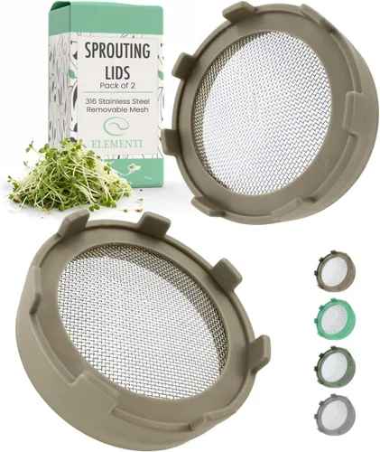 Vista 11 de Elementi - Tapas para germinar para tarros de boca ancha (juego de 2), kit de tarro de germinación para brotes orgánicos, kit de cultivo de brotes