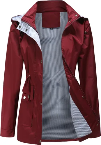 Vista 3 de MODFUL Chubasquero impermeable para mujer, chaqueta impermeable con capucha ligera