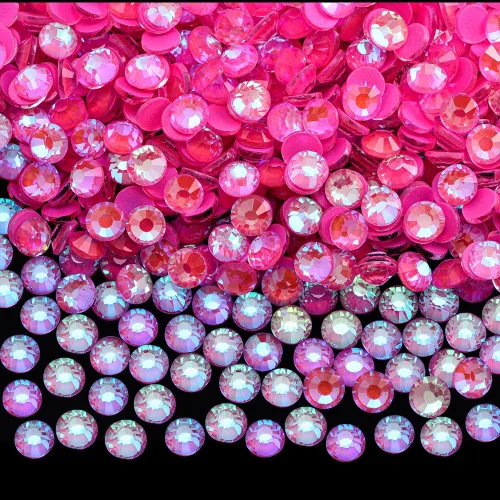 Vista 18 de Diamantes de imitación de cristal con parte trasera plana, gemas luminosas, 1440 unidades de diamantes de imitación de cristal no termoadhesivos