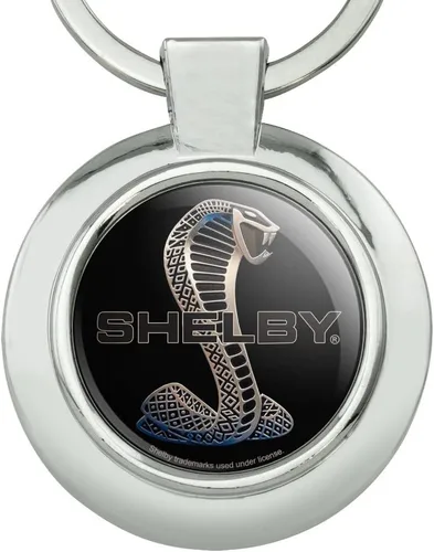 Vista 3 de Shelby Cobra Logo Llavero Clase Redondo Cromo Plateado Metal