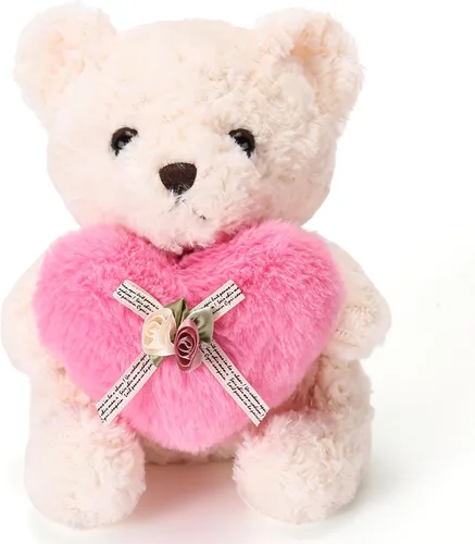 Vista 8 de Lindo oso de peluche con corazón rosa para niños, suave oso de peluche para el día de San Valentín, para novias, niños o mamá