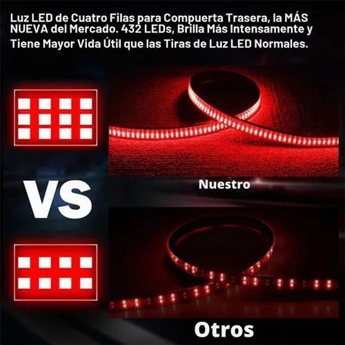 Vista 8 de Barra de luz LED de 48 pulgadas para compuerta trasera de camioneta pickup de 3 colores rojo blanco amarillo conmutable, señal de giro secuencial