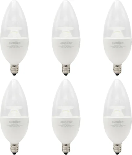 Vista 10 de Bombilla LED B11 decorativa para lámpara de techo Sunlite, 7 vatios (equivalente a 60 W), 500 lúmenes, 120 voltios, regulable, base E12, CRI 90