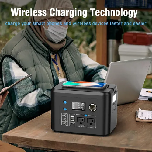 Vista 5 de powkey Estación de energía portátil de 350 W, batería de litio de reserva de 260 Wh/70,000 mAh, banco de energía de onda sinusoidal pura de 110 V