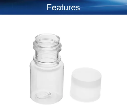Vista 4 de Bettomshin 10 botellas de plástico PE de 0.2 fl oz (grado alimenticio) con tapas, botellas de agua de plástico de boca ancha de laboratorio, botella