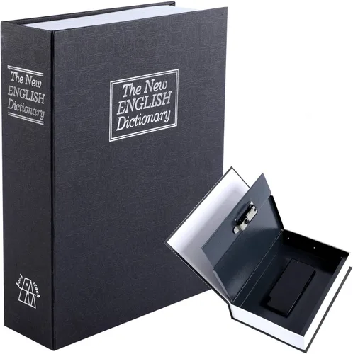 Vista 15 de KYODOLED - Caja fuerte con forma de libro, con cerradura de combinación, caja portátil de seguridad secreta, para ocultar dinero, metálica