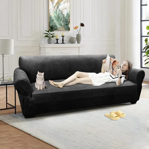Vista 186 de Fundas para Sillón de 2 Piezas con Cojín en T, Fundas de Aspecto de Cuero para Sofá, Fundas para Sillas, Protector de Muebles Elástico, Funda