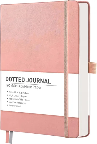 Vista 15 de RETTACY Cuaderno de diario punteado, 256 páginas, tamaño mediano A5