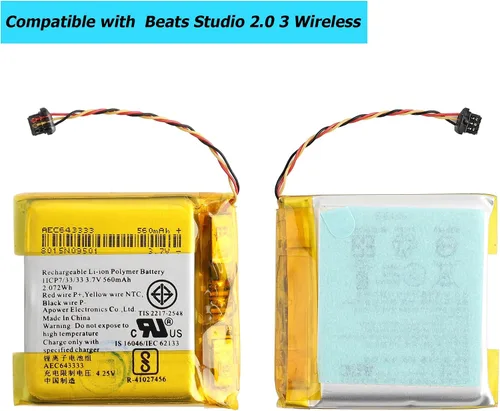 Vista 2 de Nueva batería de repuesto H5CKD compatible con Beats Studio 2.0, Studio 3.0, Solo Pro, auriculares inalámbricos con profesional con kit