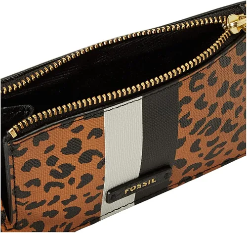 Vista 5 de Fossil Cartera Logan de piel para tarjetas para mujer cartera con llavero