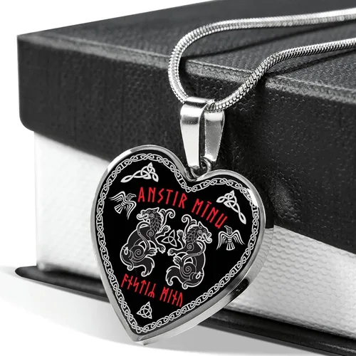 Vista 2 de My Love Nordic Elder Viking Runes - Collar con colgante de lobos paganos nórdicos