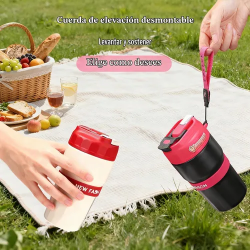 Vista 4 de Toycol Termo para té con infusor aislado con colador magnético desmontable, botella de agua aislada de acero inoxidable de 16 oz/480 ml para té