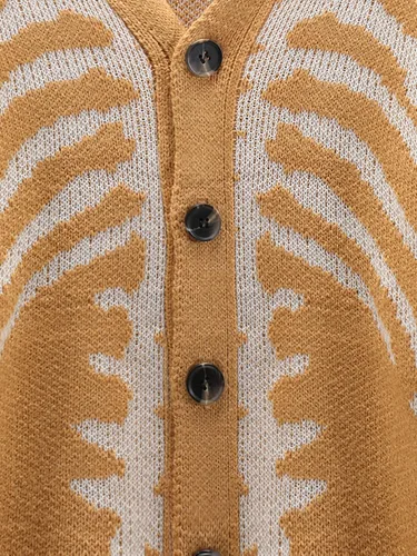 Vista 4 de SHENHE Cárdigan de manga larga con estampado de esqueleto para hombre, cuello en V, con botones