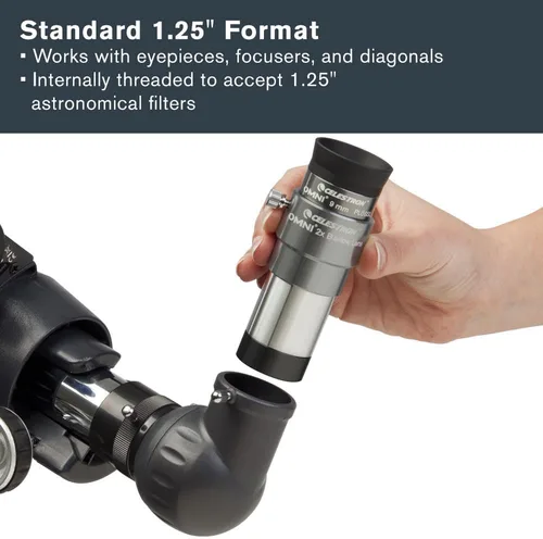 Vista 4 de Celestron 93326 Lente Barlow Omni, plateado, 2 x 1,25 pulgadas
