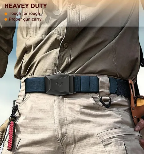 Vista 7 de BULLIANT Cinturón para hombre, paquete de 2 unidades, correa elástica de nailon para regalo, para hombre, trabajo, deportes, caza, senderismo