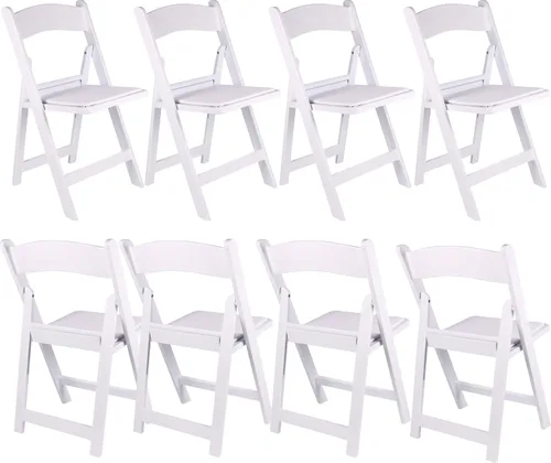 Vista 13 de BTEXPERT Silla plegable de resina con asiento acolchado de vinilo para interiores y exteriores, ligera, set para eventos en el hogar, fiestas