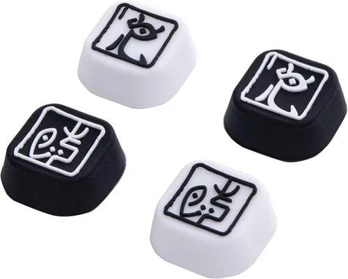 Vista 7 de Switch Button Caps, Switch OLED Thumb Grip Caps, Joystick Caps for Switch lite - Black and White (4 Packs)
