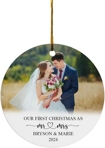 Vista 14 de FLOCHIL Adorno personalizado para la primera Navidad del bebé con nombre de foto, adorno personalizado para la primera Navidad, regalos para bebés