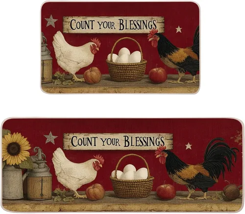 Vista 9 de Apples Farmhouse - Juego de tapetes de cocina de 2 a 17 x 29 y 17 x 47 pulgadas, alfombras decorativas antideslizantes para el hogar y la cocina