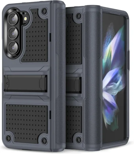 Vista 14 de Jeylly Funda para Samsung Z Flip 3, Z Flip 4, de grado militar, a prueba de golpes, con soporte estable, protección de bisagra, cubierta resistente