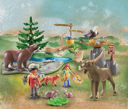 Vista 4 de PLAYMOBIL Wiltopia 71403 Excursión a los Animales de América, Juguetes Sostenibles, desde 4 años