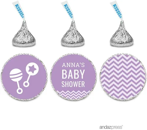 Vista 9 de Andaz Press Lavender Chevron Girl Baby Shower Colección, juegos, actividades, decoraciones, tarjetas de consejos para la futura mamá, paquete de 20