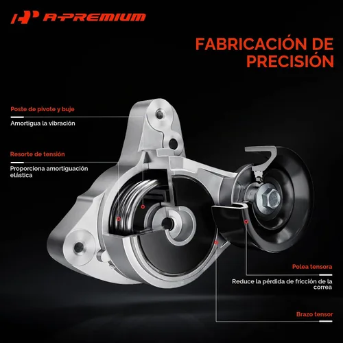Vista 4 de A-Premium Conjunto tensor de correa con polea compatible con Nissan Altima 2002-2013, Sentra 2002-2012, X-Trail 2003-2006, Rogue 2008-2014, Rogue