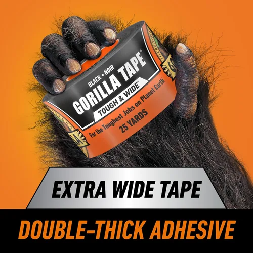 Vista 11 de Gorilla Cinta resistente y ancha, cinta negra, 2.88 pulgadas x 25 yardas (paquete de 1), resistente y resistente a la intemperie para interiores